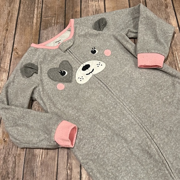 Carters 4T Toddler Puppy Face Fleece Zip Up Feetie PJs - Picture 2 of 2